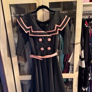 Bettie Page Grey Dress with Pink Details